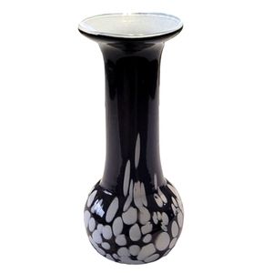 Black & White Retro Hand Blown Glass with Pontil on Bottom. Perfect Condition